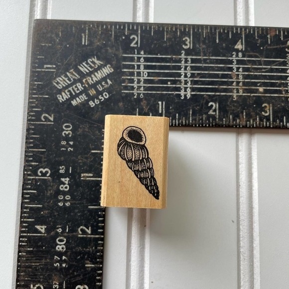 Vintage Wood Block Rubber Stamp Hamilton Arts Set Snow flake Fleur De Lis Shell - Picture 7 of 8